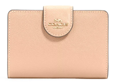 💜Cartera Coach Mediana Esquina Cremallera - 6390 Cuero Granulado Taupe (Beige) - Nueva con Etiquetas Foto 1 de 4