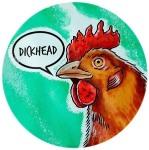 Chicken 'Dickhead' Glass Chopping Board, Rude Bird, Funny Farm, Cute But Abusive - Picture 1 of 4