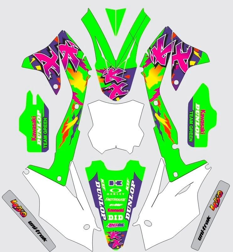 Kit gráfico para Kawasaki KXF450 KX450f KX 450f 2016 2017 2018 calcomanías Old School Foto 1 de 1