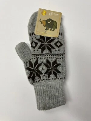 Women’s Yak Wool Blend Mittens Grey Brown Size S-M Mongolia Organic Certified - Image 1 of 4