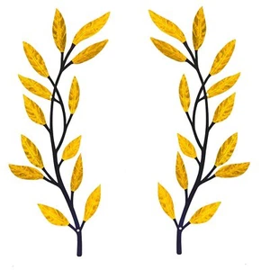 METAL TREE LEAF WALL DECOR 2 PCS RUSTIC VINE BRANCH LEAF WALL ART FOR LIVING ROO - Picture 1 of 7