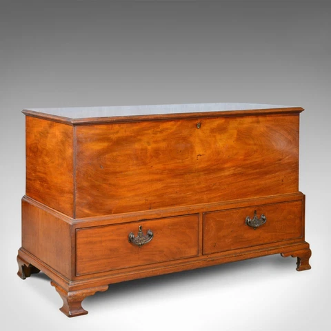 Antique, Mule Chest, English, Georgian Housekeepers Trunk, Mahogany, Circa 1780 Cover