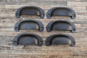 6 Stück Vintage Gusseisen Tür Schublade Schrank Schrank Küche Dekor Tasse Eimer zieht Griff - Bild 1 von 9