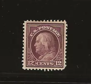 US Scott #417 mint hinged 12c claret brn Franklin perf 12, wmk 190, 1914 og f/vf - Picture 1 of 2