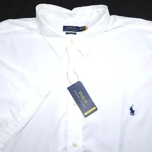 POLO RALPH LAUREN PERFORMANCE BUTTON SHIRT -5XB BIG 5XL WHITE NYLON PONY STRETCH - Picture 1 of 10