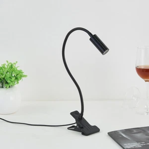 Gooseneck 3W LED Reading Lamp Table Clamp Clip Button Plug-in Light Spotlight - Picture 1 of 11