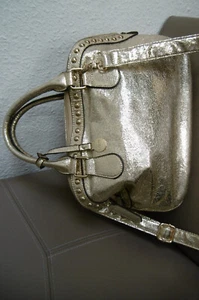 Glanz-Tasche L.CREDI gold gehämmert Doppelträger+Schultergurt viele Taschen - Bild 1 von 24