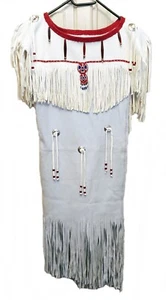 Indianer Lederkleid für Kinder Gr. ca.140 handgefertigt traditionell UNIKAT neu - Bild 1 von 6