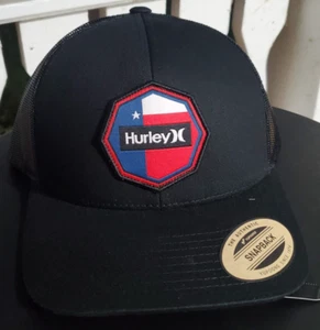 Hurley Ultra Destination Hat Snapback Black / Black Mesh Texas / USA Patch - Picture 1 of 4