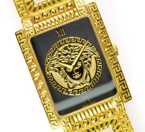 Gianni Versace Medusa 7008015 Quarz vergoldet 25mm Unisex B+P - Picture 1 of 11