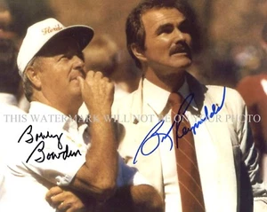 FOTO FIRMADA AUTÓGRAFA DE BURT REYNOLDS Y BOBBY BOWDEN 8X10 RPNT LEYENDAS FSU - Imagen 1 de 1