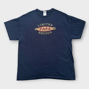 GILDAN Ultra Cotton Short Sleeve Blue T-Shirt Embroidered PAPA EDITION Size XL - Picture 1 of 3
