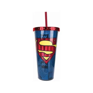 Spoontiques Superman Logo Foil Cup w/Straw - Picture 1 of 1