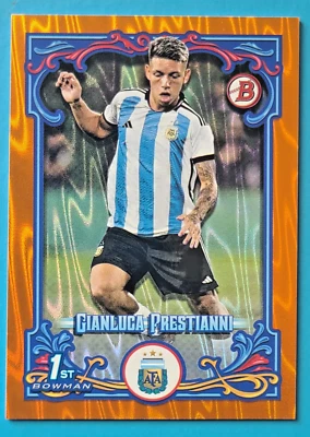 2023 Topps Fileteado Argentina Gianluca Prestianni 1st Bowman Orange #18/25 - Image 1 of 2
