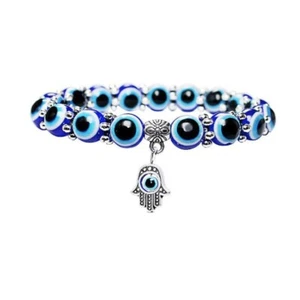 Perlen Boho Blau Auge Hand Strand Schmuck Kordel Handgelenk Armband Geschenk - Bild 1 von 4