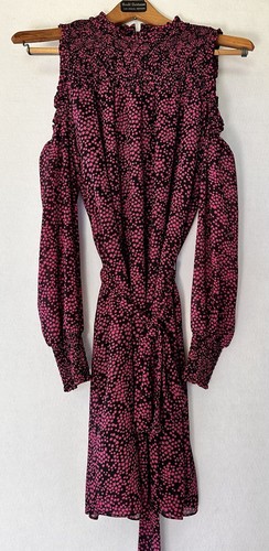 Abito Michael Kors spalle fredde estivo rosa caldo stelle nero sm