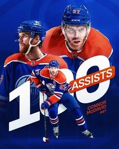 Connor McDavid 100 Assist Season Collage Edmonton Oilers 8x10 NHL Hockey Photo - Picture 1 of 1