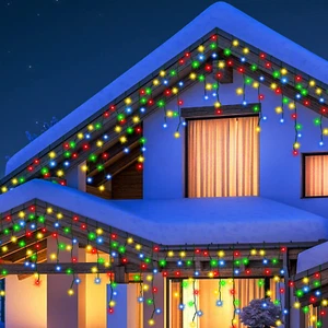 Luci Natale Esterno Cascata LED Tenda Luminosa Colorate, Luci Natalizie - Foto 1 di 15