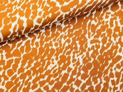 VISKOSE Stoff Bluse Kleid Tierprint wilder Tiger CURRY WEIß EUR 13,98/m - Bild 1 von 3