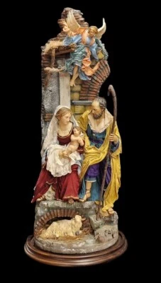 natività cm38 in campana 30×80 Creche Neapolitan Krippen Kunst Presepe Napoletan - Immagine 1 di 4