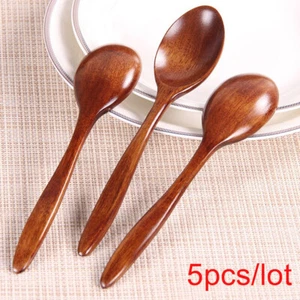 5 Piece/lot Wooden Kitchen Spoon Bamboo Soup Tea Coffee Spoon Tableware UK - Picture 1 of 9