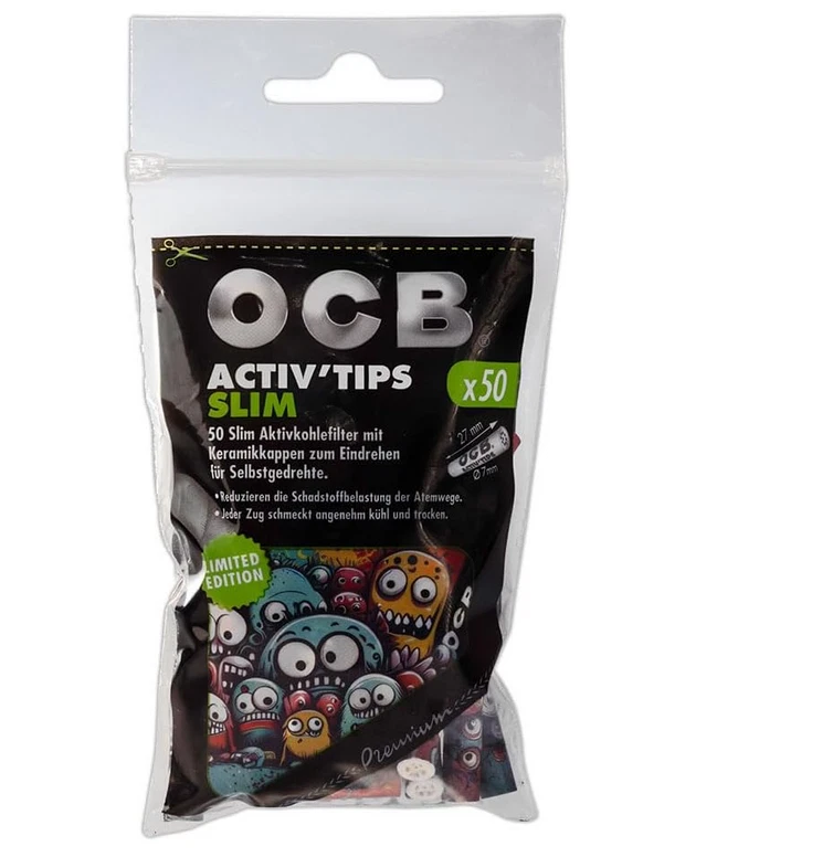 OCB Activ Tips Slim Premium Aktivkohlefilter ø7mm **Limited Edition*