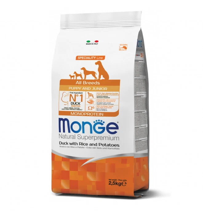 Monge Natural Superpremium All breeds Puppy and Junior Monoprotein Anatra con Ri - Immagine 1 di 1