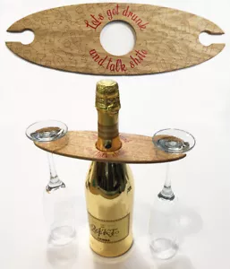 #1500A Soporte de Botella de Vino y Vidrio Hecho a Mano de Madera para 2 Vasos y Botella - Imagen 1 de 4