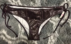 New! Victoria Secret PINK Sparkle Strappy Mini Cheekster Bikini Bottom Size L - Picture 1 of 7
