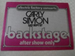 Carly Simon - backstage satin pass after show only- Tower Theater - Picture 1 of 1