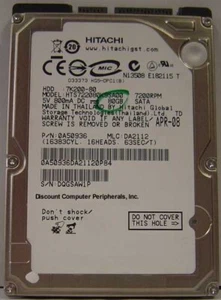 HTS722080K9SA00 Hitachi 80GB SATA 2.5" 9.5MM 7200RPM Hard Drive Tested Good - Picture 1 of 1