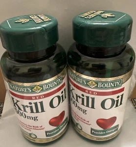 2 BOTTLES 60 Counts Nature's Bounty Red Krill Oil 30 Softgels 500 mg EXP 11/2025 - Picture 1 of 9