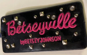 Betseyville Purse Or Luggage Tag Black Patent With Studs + Bling Rhinestones - Picture 1 of 3