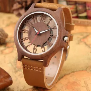 Einzigartige hohle arabische Zifferblatt Quarz Holz Uhr Holz Armbanduhren Herren Damen Geschenk - Bild 1 von 16