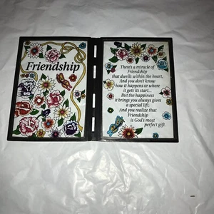 Vintage Enamel Stained Glass Friendship Poem - Picture 1 of 1