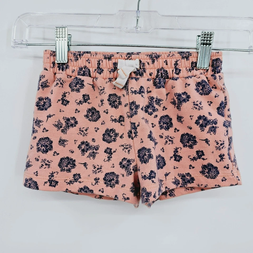 Lucky Brand Shorts 4T Pink Blue Floral Cotton Stretch Elastic Waist Pull On Baby - Image 1 of 4