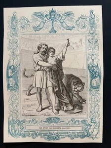 antique engraving santino incisione 1800 ST. VITO Y MODESTO MARTIRES - Picture 1 of 1