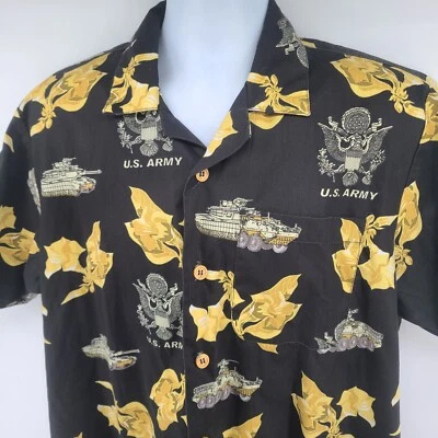 Camisa Kamp Ejército de Estados Unidos Tanques Camisa Hawaiana Talla L Escudo de Águila  Foto 1 de 4