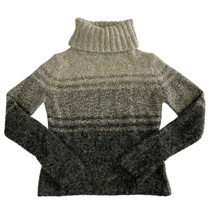 Womens Striped Turtleneck Sweater Size S Grunge Minimalist Academia Boho Scandi - Picture 1 of 8