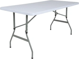 Kathryn 4.93-Foot Height Adjustable Granite White Plastic Folding Table - Picture 1 of 8