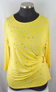 Top Liz Claiborne Manga Larga Talla Grande XXL Amarillo y Blanco Floral Reunido - Imagen 1 de 8