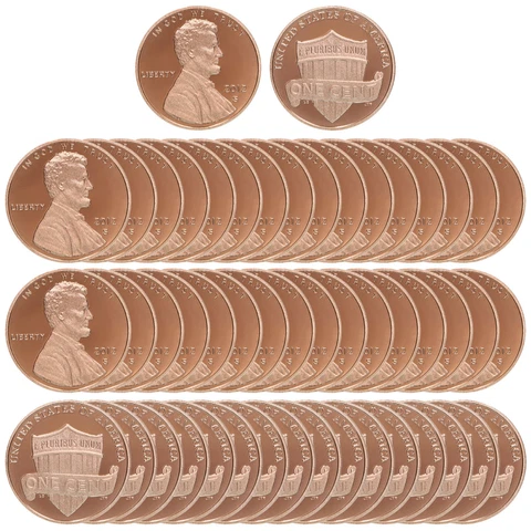2012 S Lincoln Shield Cents Gem Deep Cameo Proof Roll Penny 50 US Coins Cover