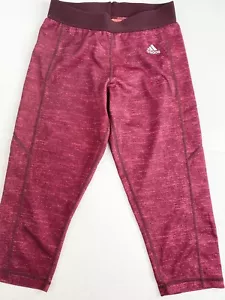 ADIDAS tights women Small Maroon Techfit Cropped compression active gym sport - Picture 1 of 5