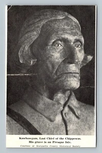 Kawbawgam last chief of the Chippewas his grave is on Presque Isle postcard - Picture 1 of 2