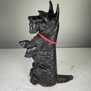 DOORSTOP SCOTTY Scottish Terrier DOG 13” Tall Black Cast Iron Vintage - Picture 1 of 13