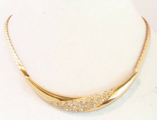 Chri. Collana Dior elegante con ciondolo a vortice di cristallo 16 pollici vintage