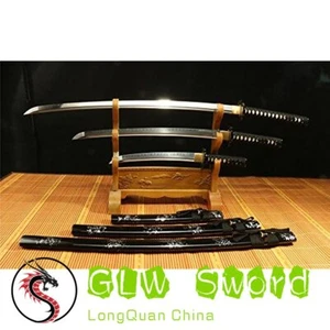 Clay Tempered 1095 Steel Japanese Samurai Swords Set (Katana + WAKIZASHI +Tanto) - Picture 1 of 8