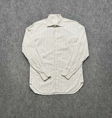 Camisa Ermenegildo Zegna Para Hombre 15.75 40 Beige Azul Rayas Vestido Rossini Italia Foto 1 de 4