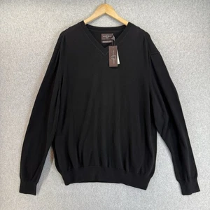 Suéter de algodón Supima manga larga cuello en V negro marrón 1826 para hombre XXL NUEVO CON ETIQUETAS - Imagen 1 de 11