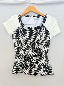 Kookai Womens Black & White Silk Top Size 34 XS - Picture 1 of 7